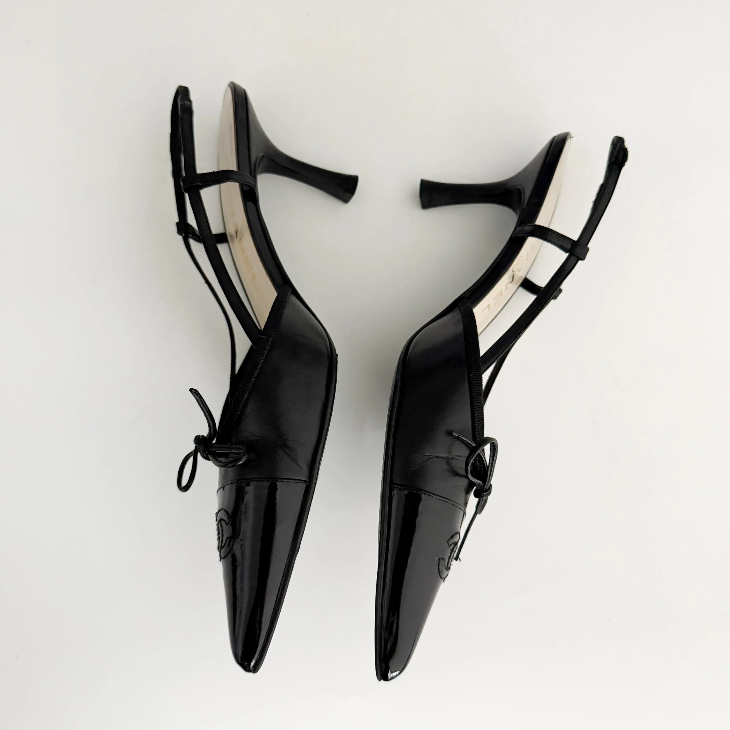 Chanel Vintage 2003 Rhinestone Black Sandal Heels (US 9.5